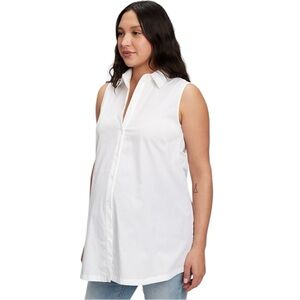 GAP Maternity White Sleeveless Button-Down Cotton Shirt Layering NWOT